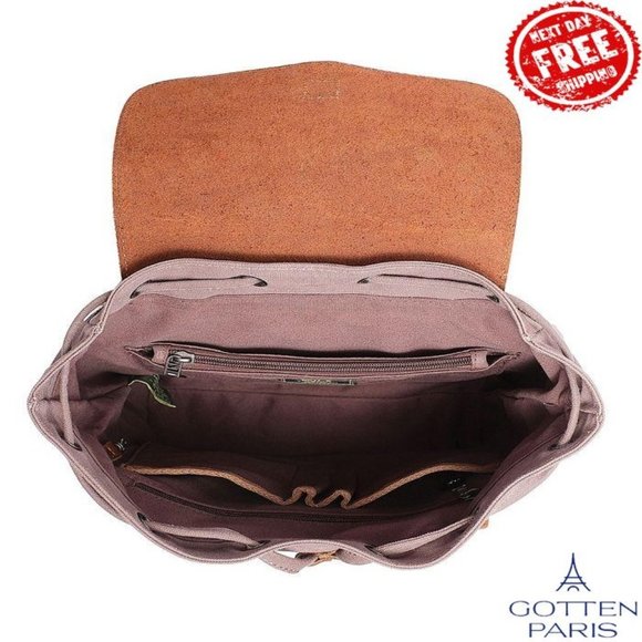 TSD BRAND Bigleaf Canvas Backpack Brown Women's Bag - Picture 3 of 12